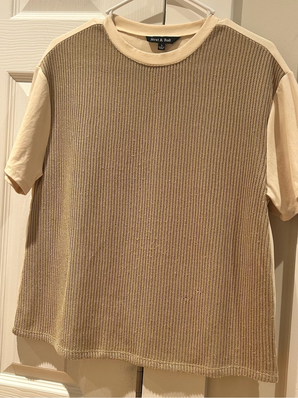 Strut & Bolt Men's Short Sleeve Textured Knit Tee in Beige